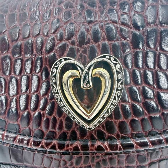 Brighton VTG Y2K Purple Cognac Crocodile Embossed Crossbody Bag Genuine Leather - Picture 13 of 15